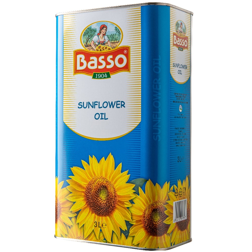 【BASSO 巴碩】義大利耐高溫100%純葵花油 3公升 鐵桶 x1桶